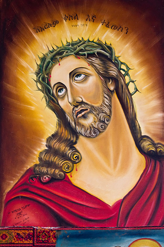 170   Jesus, a wall painting in the St. Gabriel church of Kulubi a important pelgrims place. Ethiopia